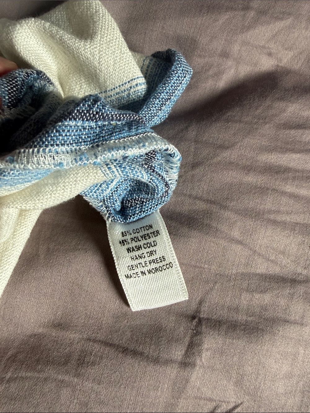 Marrakshi Blue and White Striped Button-Down Kaftan - Picture 6 of 6